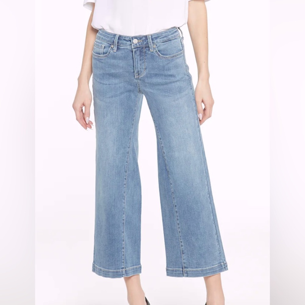 NYDJ lift x tuck wide leg cropped jeans, size 14